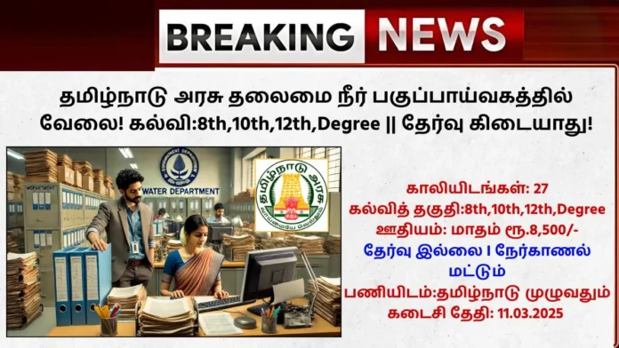 TN Govt CWAL Coimbatore Recruitment 2025