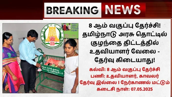Theni Cradle Baby Scheme Recruitment 2025