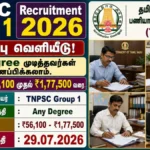 TNPSC Group 1 Recruitment 2026 for Deputy Collector, District Registrar and Assistant Commissioner posts with salary up to Rs 177500