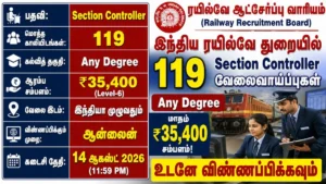 RRB Section Controller Recruitment 2026 Notification for 119 Railway Jobs with Any Degree Qualification and ₹35,400 Salary