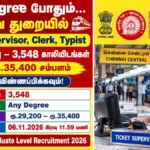 RRB NTPC Graduate Level Recruitment 2026: 3548 Posts | Apply Now!