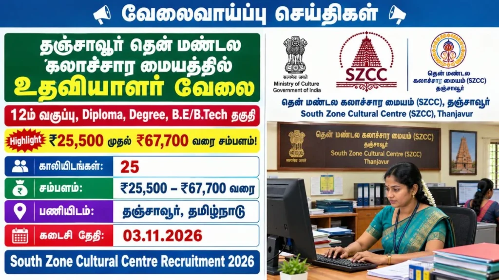 South Zone Cultural Centre Recruitment 2026 25 Posts | Apply Now!