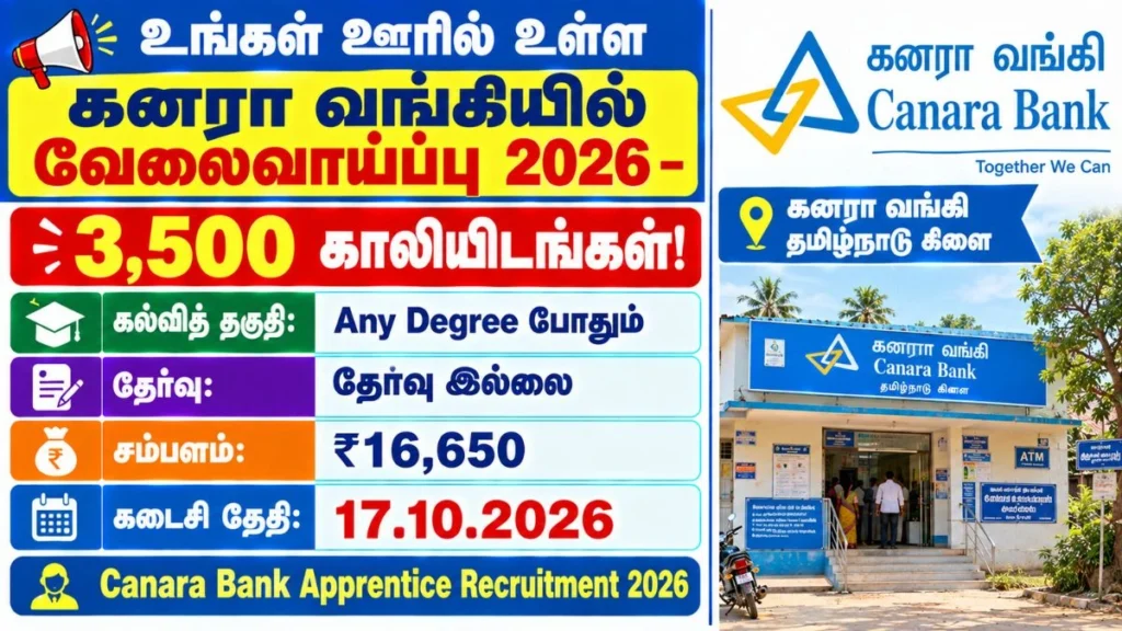 Canara Bank Apprentice Recruitment 2026: 3500 Apprentice Posts | Apply Now!
