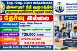 Juvenile Justice Board Recruitment 2026 Madurai – Office Assistant, Junior Assistant and Bench Clerk vacancies for 8th pass, 10th pass and degree candidates