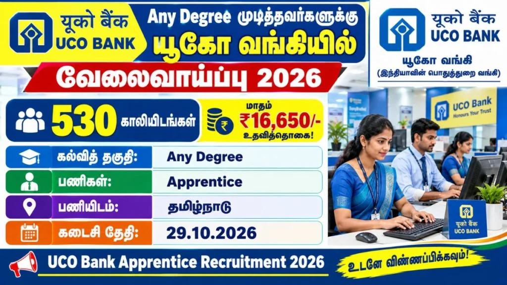 UCO Bank Apprentice Recruitment 2026 530 Posts | Apply Now!